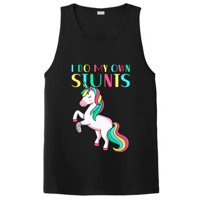 Funny I Do My Own Stunts Broken Arm Cute Magical Unicorn PosiCharge Competitor Tank