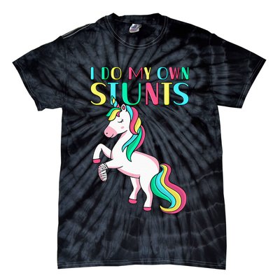 Funny I Do My Own Stunts Broken Arm Cute Magical Unicorn Tie-Dye T-Shirt