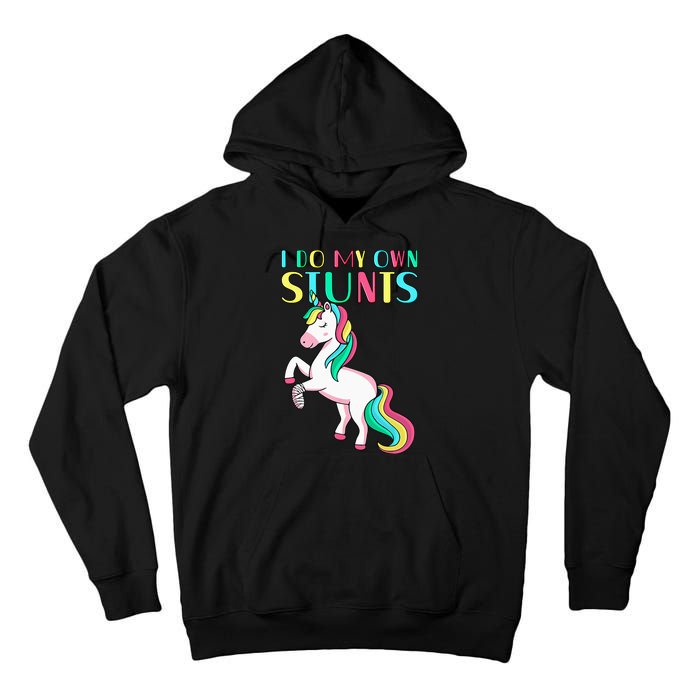 Funny I Do My Own Stunts Broken Arm Cute Magical Unicorn Tall Hoodie
