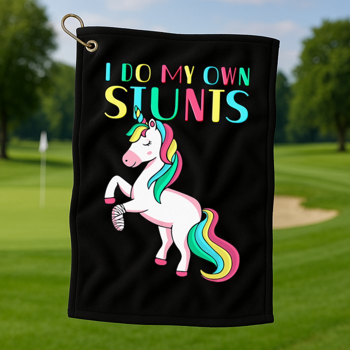 Funny I Do My Own Stunts Broken Arm Cute Magical Unicorn Golf Towel
