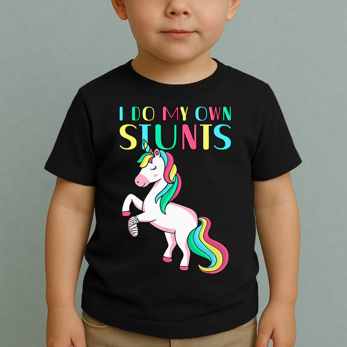 Funny I Do My Own Stunts Broken Arm Cute Magical Unicorn Toddler T-Shirt