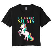 Funny I Do My Own Stunts Broken Arm Cute Magical Unicorn Crop Top