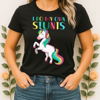 Funny I Do My Own Stunts Broken Arm Cute Magical Unicorn Womens T-Shirt
