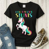 Funny I Do My Own Stunts Broken Arm Cute Magical Unicorn Womens T-Shirt