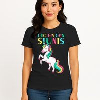 Funny I Do My Own Stunts Broken Arm Cute Magical Unicorn Womens T-Shirt