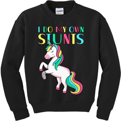 Funny I Do My Own Stunts Broken Arm Cute Magical Unicorn Kids Sweatshirt