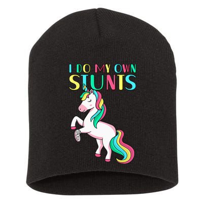 Funny I Do My Own Stunts Broken Arm Cute Magical Unicorn Short Acrylic Beanie