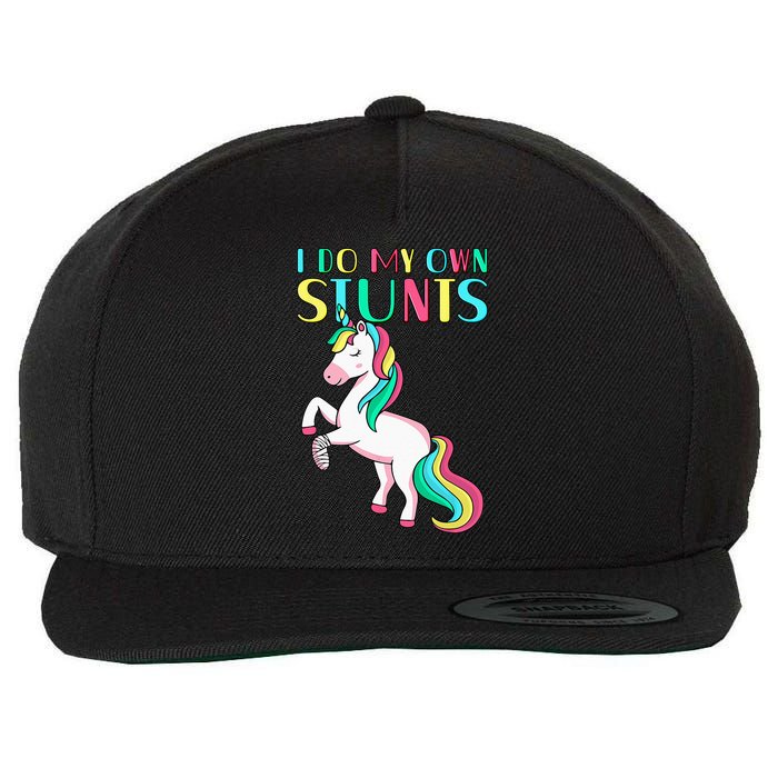Funny I Do My Own Stunts Broken Arm Cute Magical Unicorn Wool Snapback Cap