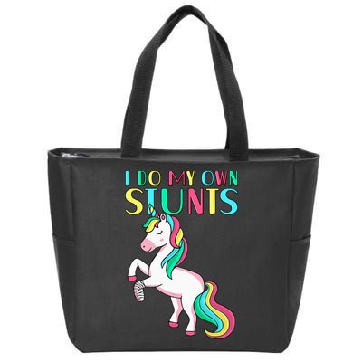 Funny I Do My Own Stunts Broken Arm Cute Magical Unicorn Zip Tote Bag