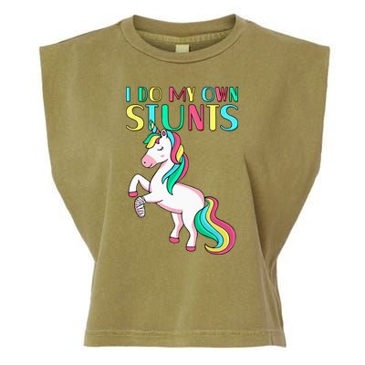 Funny I Do My Own Stunts Broken Arm Cute Magical Unicorn Garment-Dyed Women's Muscle Tee