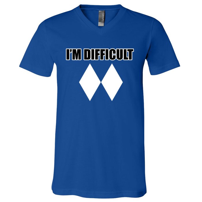 Funny I'm Difficulgift Double Black Diamond Ski Gift V-Neck T-Shirt