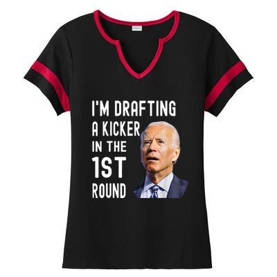 Funny Im Drafting A Kicker In The 1st Round Biden Confused Gift Ladies Halftime Notch Neck Tee