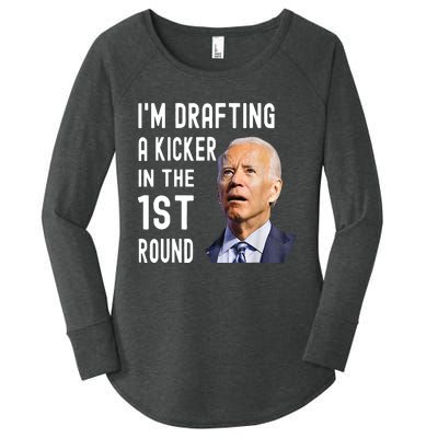 Funny Im Drafting A Kicker In The 1st Round Biden Confused Gift Women's Perfect Tri Tunic Long Sleeve Shirt