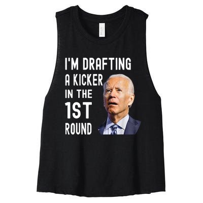 Funny Im Drafting A Kicker In The 1st Round Biden Confused Gift Women's Racerback Cropped Tank