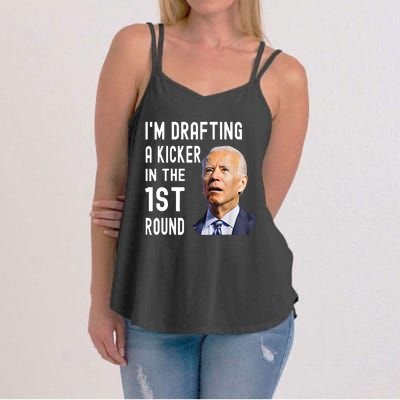 Funny Im Drafting A Kicker In The 1st Round Biden Confused Gift Women's Strappy Tank