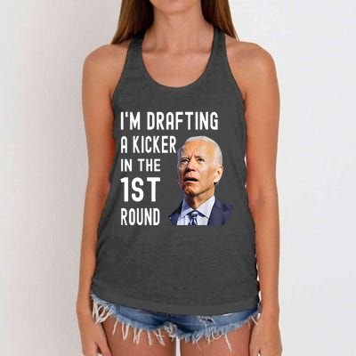 Funny Im Drafting A Kicker In The 1st Round Biden Confused Gift Women's Knotted Racerback Tank