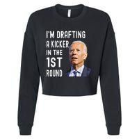 Funny Im Drafting A Kicker In The 1st Round Biden Confused Gift Cropped Pullover Crew