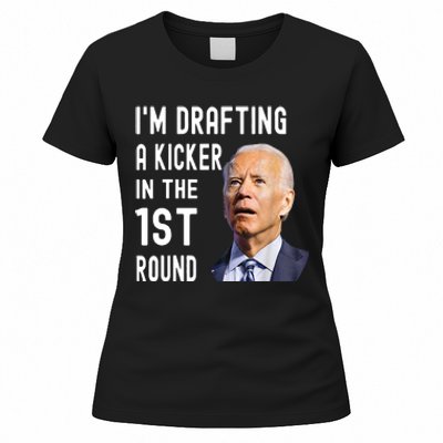 Funny Im Drafting A Kicker In The 1st Round Biden Confused Gift Women's T-Shirt