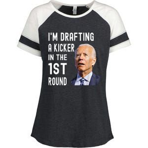 Funny Im Drafting A Kicker In The 1st Round Biden Confused Gift Enza Ladies Jersey Colorblock Tee