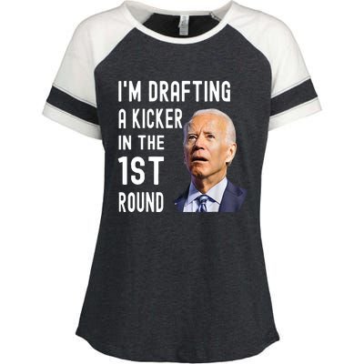 Funny Im Drafting A Kicker In The 1st Round Biden Confused Gift Enza Ladies Jersey Colorblock Tee