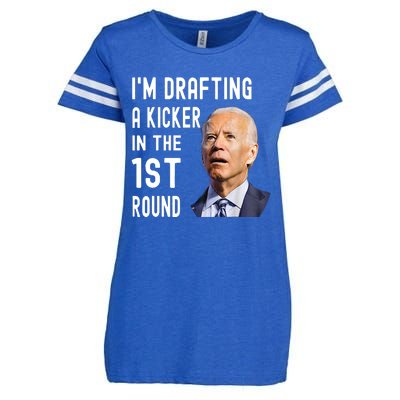 Funny Im Drafting A Kicker In The 1st Round Biden Confused Gift Enza Ladies Jersey Football T-Shirt