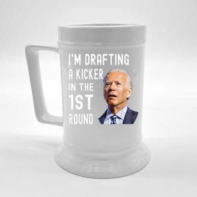 Funny Im Drafting A Kicker In The 1st Round Biden Confused Gift Beer Stein