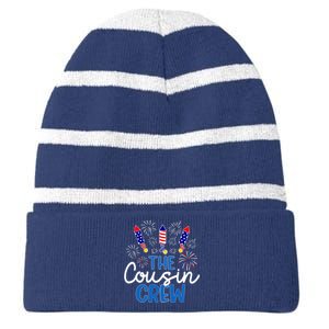 Fireworks Independence Day Striped Beanie with Solid Band