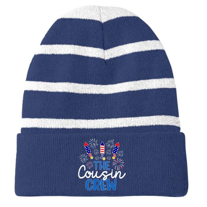 Fireworks Independence Day Striped Beanie with Solid Band