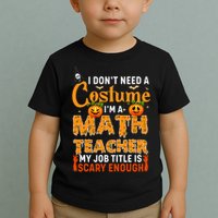 Funny I Don't Need A Costume I'm A Math Teacher Halloween Toddler T-Shirt