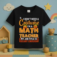 Funny I Don't Need A Costume I'm A Math Teacher Halloween Toddler T-Shirt