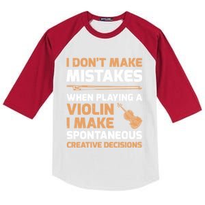 Funny I DonT Make Mistakes When Playing A Violin Gift Kids Colorblock Raglan Jersey