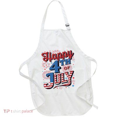 Firecracker Independence Day Happy 4th Of July Gift Full-Length Apron With Pockets