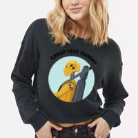 Funny I Do My Own Stunt Break Fix Repeat Crash Test Dummy Cropped Pullover Crew