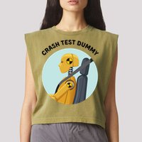 Funny I Do My Own Stunt Break Fix Repeat Crash Test Dummy Garment-Dyed Women's Muscle Tee