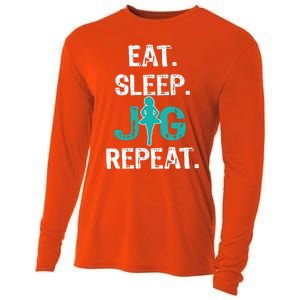 Funny Irish Dance Gift Cool Gift Eat Sleep Jig Repeat Cooling Performance Long Sleeve Crew