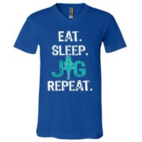 Funny Irish Dance Gift Cool Gift Eat Sleep Jig Repeat V-Neck T-Shirt