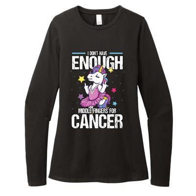 Funny I Dont Have Enough Middle Fingers For Cancer Unicorn Womens CVC Long Sleeve Shirt