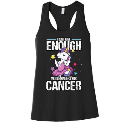 Funny I Dont Have Enough Middle Fingers For Cancer Unicorn Women's Racerback Tank