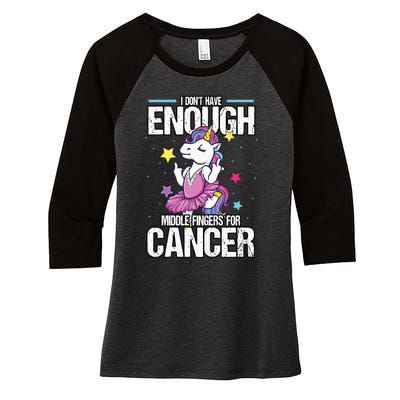 Funny I Dont Have Enough Middle Fingers For Cancer Unicorn Women's Tri-Blend 3/4-Sleeve Raglan Shirt