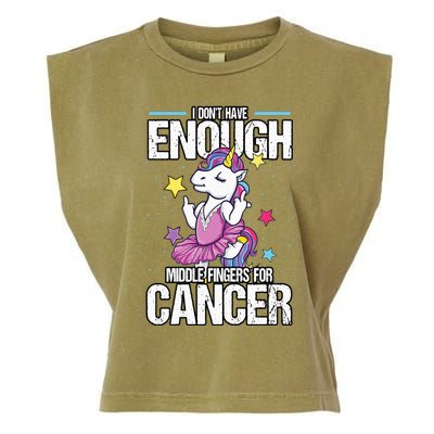 Funny I Dont Have Enough Middle Fingers For Cancer Unicorn Garment-Dyed Women's Muscle Tee