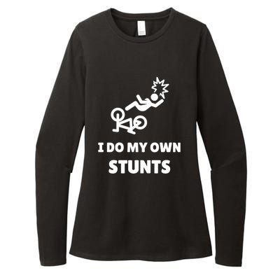 Funny I Do My Own Stunts Funny Mountain Bike Gift Womens CVC Long Sleeve Shirt