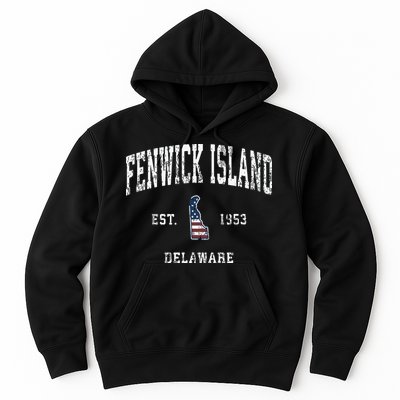 Fenwick Island Delaware De Vintage American Flag Hoodie