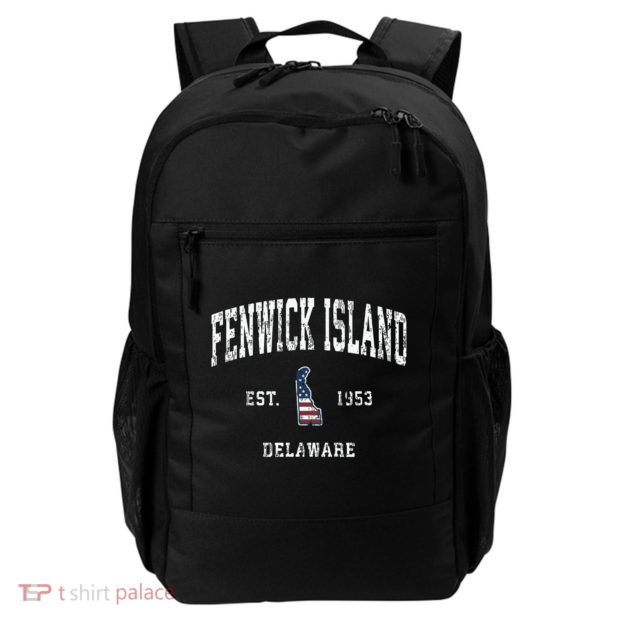 Fenwick Island Delaware De Vintage American Flag Backpack