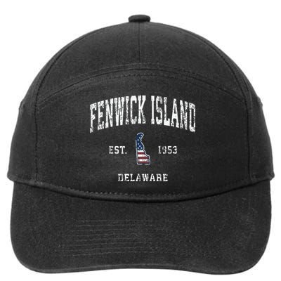 Fenwick Island Delaware De Vintage American Flag 7-Panel Snapback Hat