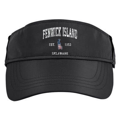 Fenwick Island Delaware De Vintage American Flag Adult Drive Performance Visor