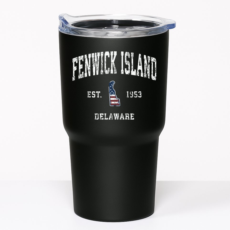 Fenwick Island Delaware De Vintage American Flag Tumbler