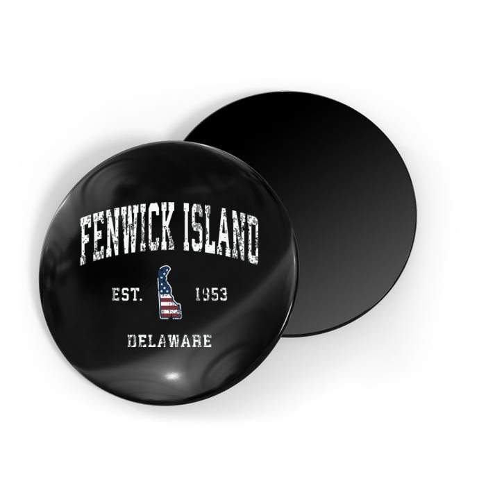 Fenwick Island Delaware De Vintage American Flag Magnet