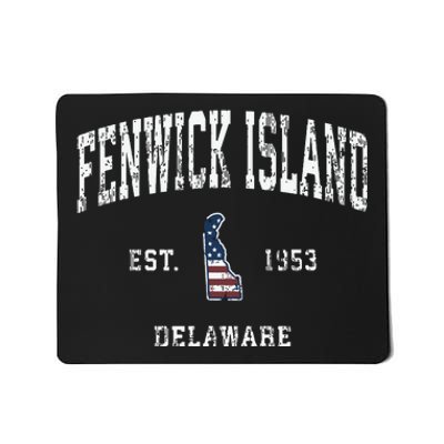 Fenwick Island Delaware De Vintage American Flag Mousepad