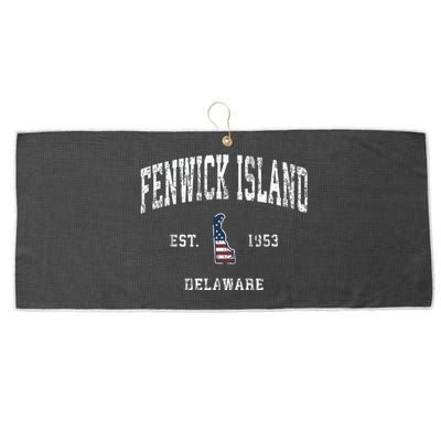 Fenwick Island Delaware De Vintage American Flag Large Microfiber Waffle Golf Towel