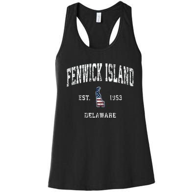 Fenwick Island Delaware De Vintage American Flag Women's Racerback Tank